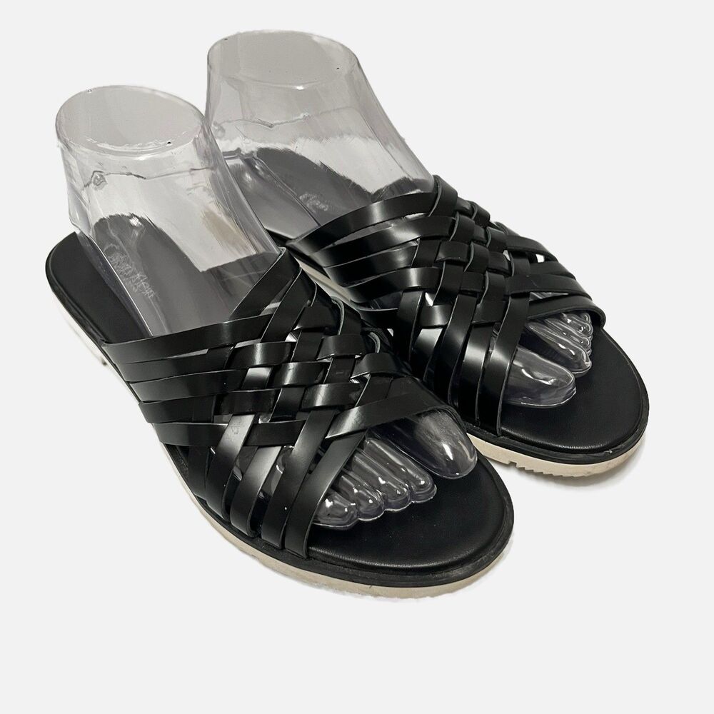 Calvin Klein Marimba Women’s Black Basket Weave Slip On Sandals Size 8